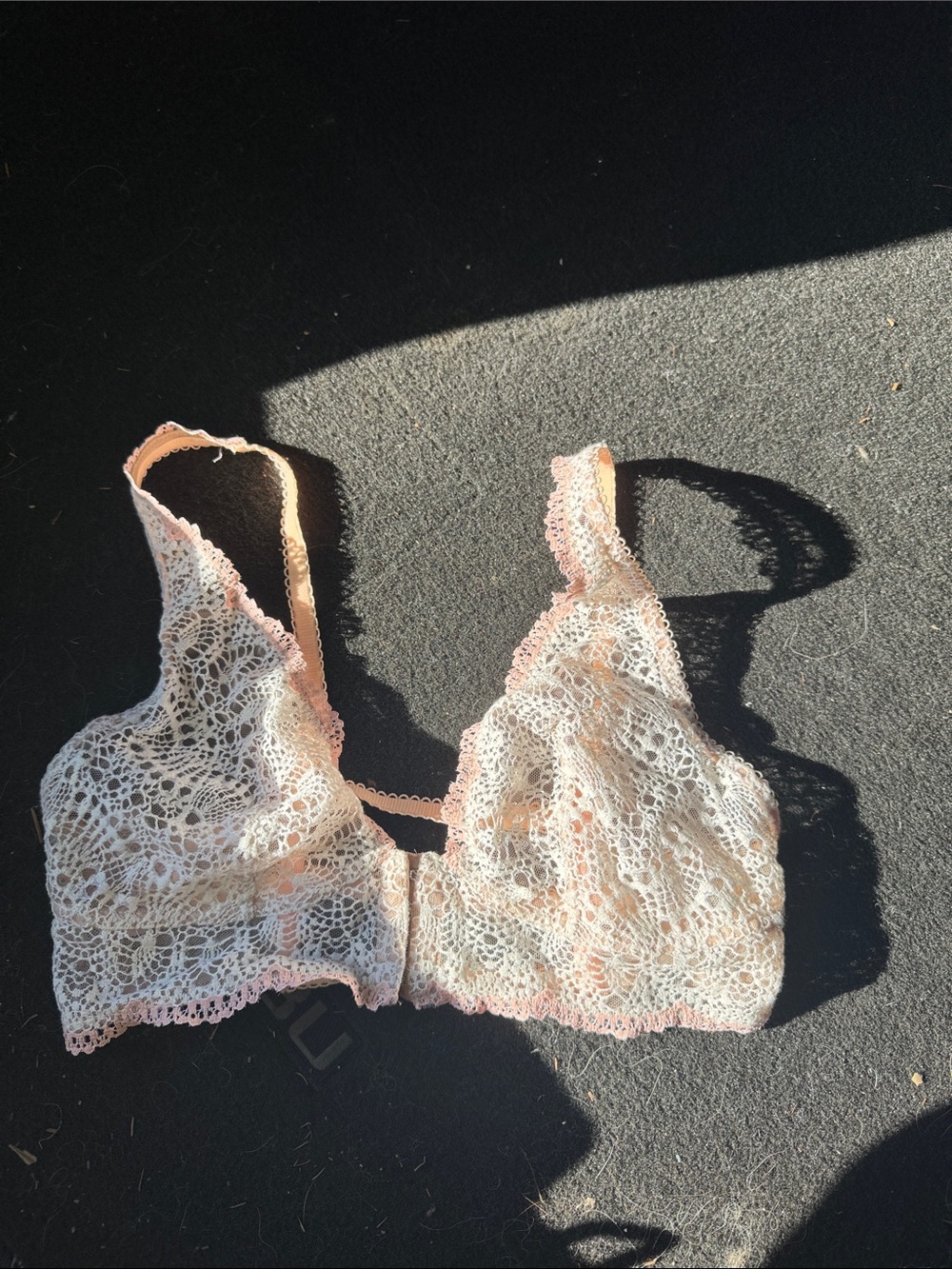 Lace Bralette in Light Pink and Cream - Women Intimates